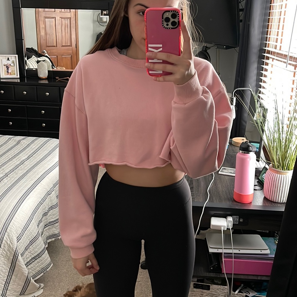 LA hearts cropped crew neck